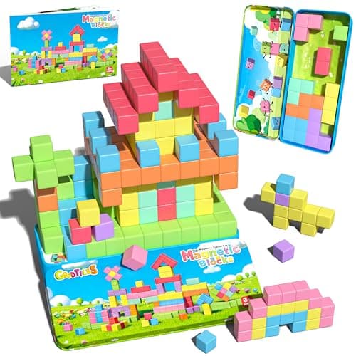Goodtiles Mini Magnetic Blocks, Travel Outdoor Toys for Kids Ages 3-5 4-8, Magnet Cubes with Iron Box, STEM Montessori Sensory Building Toys, Ideal Gifts for Toddlers Boys Girls Birthday — image 1