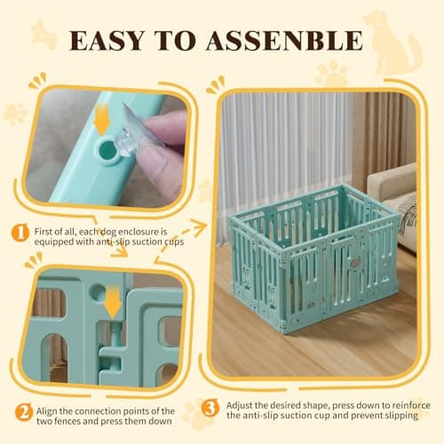 25.5" Dog Playpen 9+1 Panel Plastic Puppy Playpen for Small/Medium Dog Foldable Portable Pet Fence with Door view 7