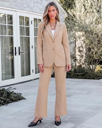 luvamia Pant Suits for Women 2 Piece Sets Business Casual Bootcut Pants Set view 3