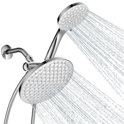 dual shower head with handheld combo,8.6 inch Rainfall showerhead,6 settings hand held shower heads with hose (Chrome) view 1