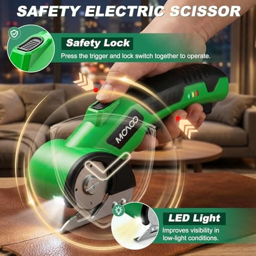 Cardboard Cutter, Rechargeable Cordless Electric Scissors, Upgrade 4V Electric Box Cutter with 2 Blades, Safety Lock & LED Light, Powerful Cutting for Cardboard Box, Plastic, Leather, Fabric view 4