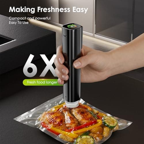 Elxis Vacuum Sealer, Portable handheld Vacuum Sealer + 30 Reusable Vacuum Bags, Portable Food Sealer, With LED pressure display, 2-Speed Pressure Control (60/80 Kpa) view 3