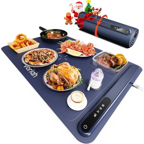 Warming Mat for Food, Voriah Electric Warming Tray with 3 Temp Settings & Auto Shut-Off, Food Warmer with Thick Silicone Surface to Keep Food Warm at Buffet, Parties, and Family Use（Dark Blue） — image 1