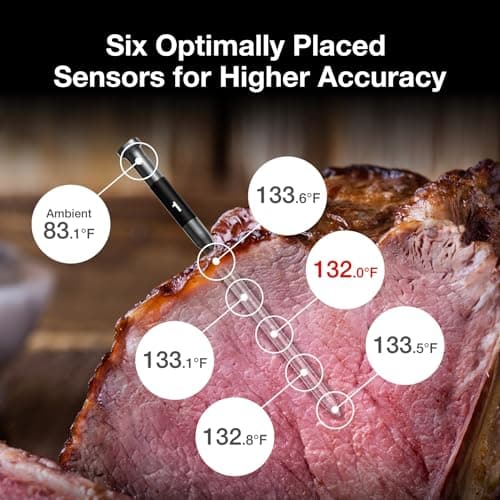 ThermoMaven Smart Bluetooth Wireless Meat Thermometer: Standalone Base, WiFi Unlimited Range, 6 Sensors with NIST Certified Accuracy, 2 Probes for Kitchen, BBQ, Grill, Oven, Smoker, Rotisserie view 4