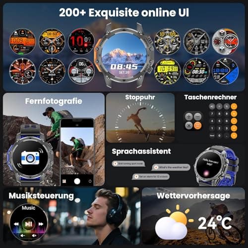 Hwagol Smart Watches for Men (Call/Notification),1.52''HD Military Smart Watch with Heart Rate/Sleep Monitor/Pedometer for Android and iOS,DIY Design Fitness Tracker view 3