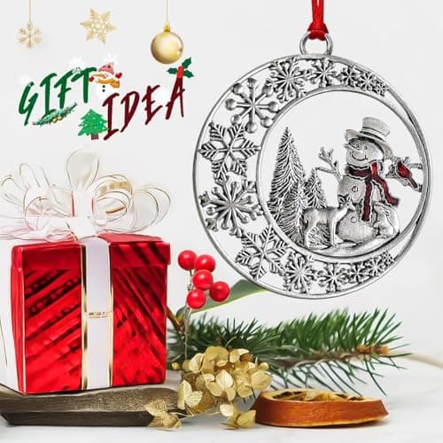 Christmas Ornaments 2025, Snowman Ornaments for Christmas Tree, Metal Snowflake Xmas Ornament, Pretty Cute Holiday Ornament, Vintage Snowman Gift view 5