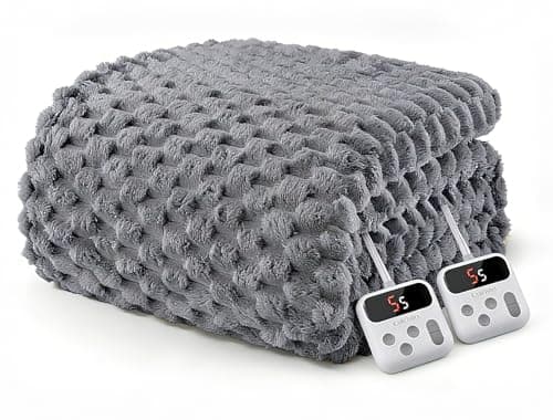 GarveeHome Heated Blanket Electric Blanket King Size 90 in x100 in, w/Dual Control,10 Heating Levels & 10 Hours Auto Shut Off, Cozy Soft Fleece Fast Heating Blankets Gift, Machine Washable, Grey — image 1