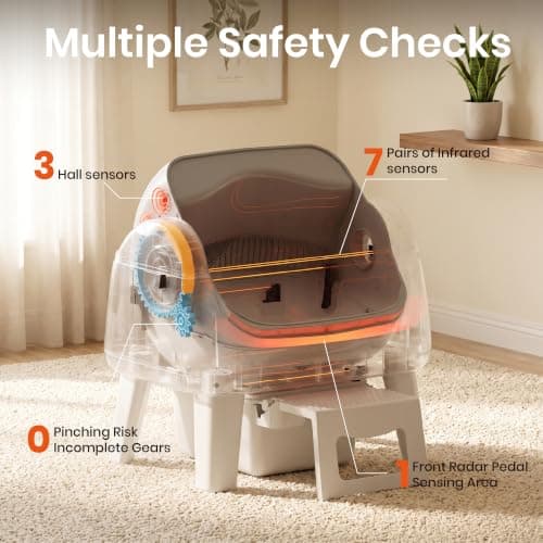Automatic Cat Litter Box, Self Cleaning Litter Box, Open Top, 3 Buttons | Open-top design with 3-button control for simple operation view 3