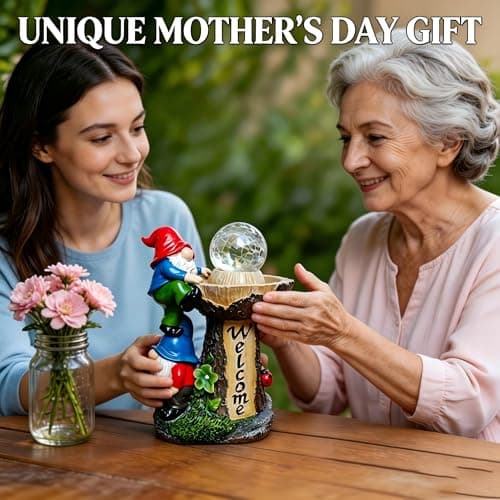 Binqiuu Garden Gnomes Outdoor Statue with Solar LED Lights, Solar Garden Gnomes Decorations10.4 in Funny Double Gnomes Sculptures Home Outdoor Lawn Yard Decor, Ideal Gnomes Gifts for Women/Grandma/Mom view 4