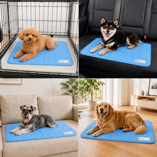Doggykingdom Cooling Mat for Dogs – Ice Silk Self-Cooling Pet Pad for Dogs & Cats, Breathable Washable Cooling Pad for Crate, Kennel, Car & Floor, Summer Sleeping Mat, No Water Needed, Blue, X-Small view 5