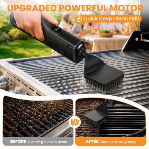 Electric Grill Brush with LED Light, Grill Cleaner for Outdoor Grill（Black） view 4