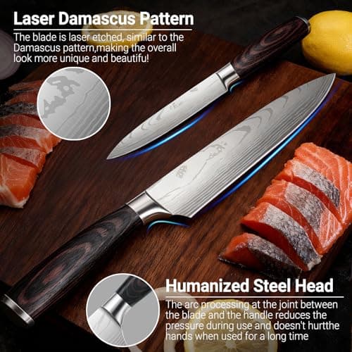 Nanbone Kitchen Knife Set 2 Piece High Carbon Stainless Steel Professional Chef Knife Set with Ultra Sharp Blade & Wooden Handle, Kitchen Knife Set 2 Pcs-Chef's Knife 8 Inch & Utility Knife 5 Inch view 4