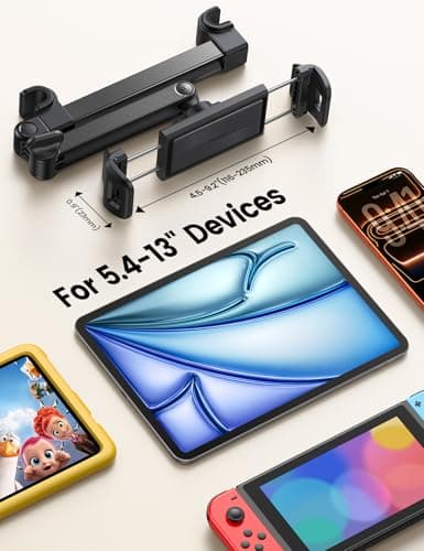 Lamicall Car Headrest Tablet Holder - [Foldable Clip] [Lockable] Tablet Mount for Car Backseat, Car Accessories for Kids, for iPad Pro, Air, Mini, Galaxy Tab, Fire HD, 5.4-13" Tablets, Mother's Day view 5