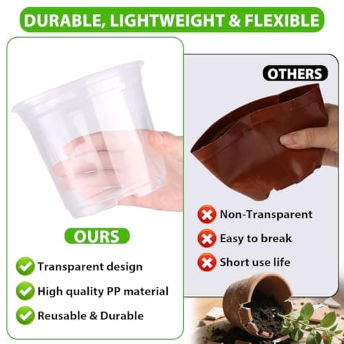 auriikoop Clear Nursery Pots 5/4/3.5 Inch Plastic Seedling Plant Pot with Drainage Holes for Transplanting Succulents Cuttings (15Pcs) view 5