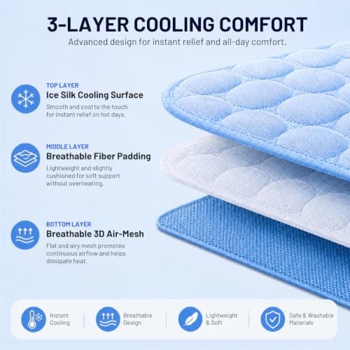 Doggykingdom Cooling Mat for Dogs – Ice Silk Self-Cooling Pet Pad for Dogs & Cats, Breathable Washable Cooling Pad for Crate, Kennel, Car & Floor, Summer Sleeping Mat, No Water Needed, Blue, X-Small view 4
