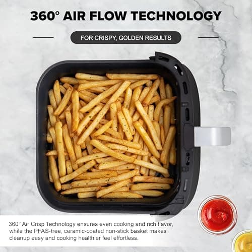 Nuwave Brio Plus 6-in-1 Air Fryer, 7-Qt Large Capacity, 50°F–400°F Precise Temp Control, Non-Toxic PFAS-Free Nonstick, Air Fry, Bake, Roast, Toast, Dehydrate, Reheat, 100 Presets, Dishwasher Safe view 4