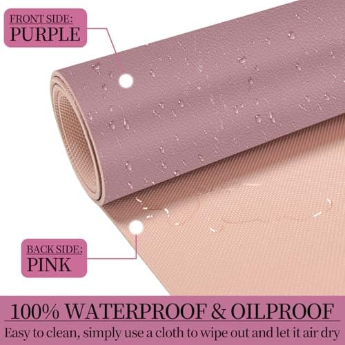 Meetcolor Non-Slip Desk Pad Mat, Leather Desk Mat for Desktop, Large Mouse Pad, Waterproof Computer Mouse Mat Desktop Protector for Office/Home (Purple Pink, 35.4" x 17") view 6