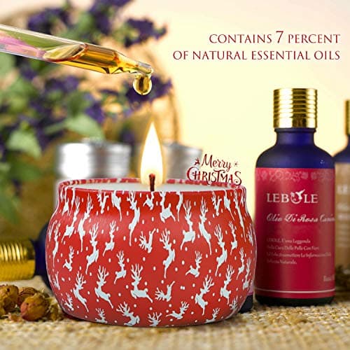 Christmas Candles, 4 Pack Scented Candles, Christmas Gifts for Women, Soy Candles Set, 120H Burning Time, Aromatherapy Candle for Meditation, Yoga, Relaxation, Bath, SPA, Ideal Gifts for Women view 3