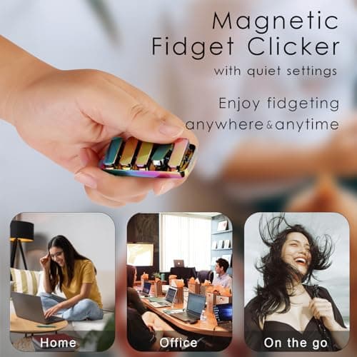 Fidget Toys for Adults, Metal Fidget Slider EDC Magnetic Haptic Fidget Clicker with 3 Noise Levels, Loud-Quieter-Quiet Adults Fidget Toy, Office Home Desk Magnetic Toys, Relief Stress and Anxiety view 3