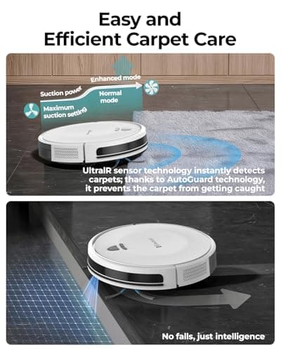 Redroad Robot Vacuums,10KPa Robotic Vacuum Cleaner with Mapping,Lidar Navigation&Obstacle Avoidance,150mins Robot Vacuum with App/Alexa/Remote,Tangle-Free Pet Hair,Self-Charging for Hard Floor/Carpet view 4