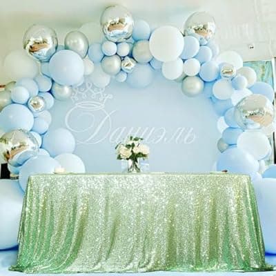 Eternal Beauty Mint Green Sequin Tablecloth, 90x132-Inch Rectangle Glitter Table Cloth for Birthday Party Wedding Decoration