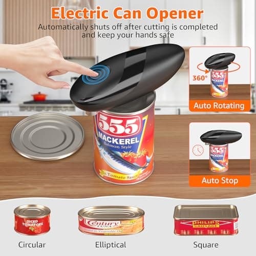 electriccan opener, automatic can opener, one-button operation, with smooth edge design suitable for the elderly, portable kitchen tool, suitable for most can sizes. view 3