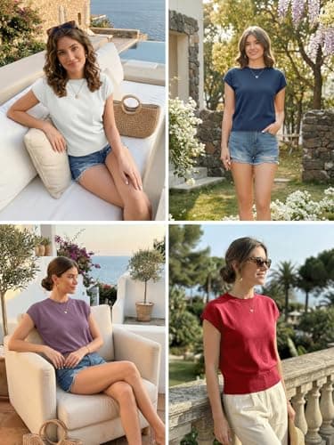 UNCLECAT Short Sleeve Sweater for Women Knit Fall Pullover Tops view 5