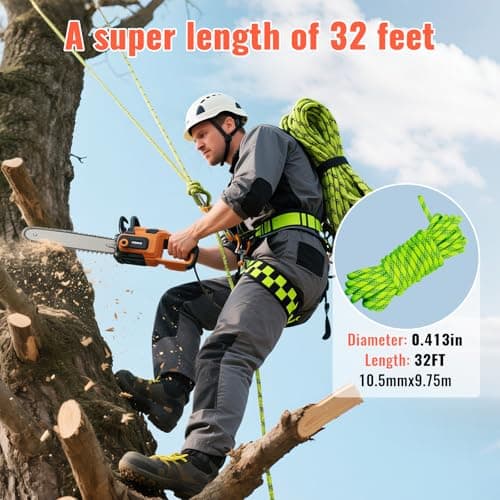 Keepark 10.5mm 1/2 Inch Static Climbing Rope - 32FT to 150FT - 9000lbs Arborist Tree Rope, Heavy Duty Rappelling Rope for Adults & Kids Rock Climbing, Fire Rescue, Escape, Caving, Sailing & Swing view 4