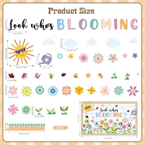 Spring Bulletin Board Decorations Set Classroom Decoration Look Who’s Blooming Spring Bloom Flower Growth Mindset Photo Posting Craft Cutout for School Offices Classroom Back to School Party Supplies view 2