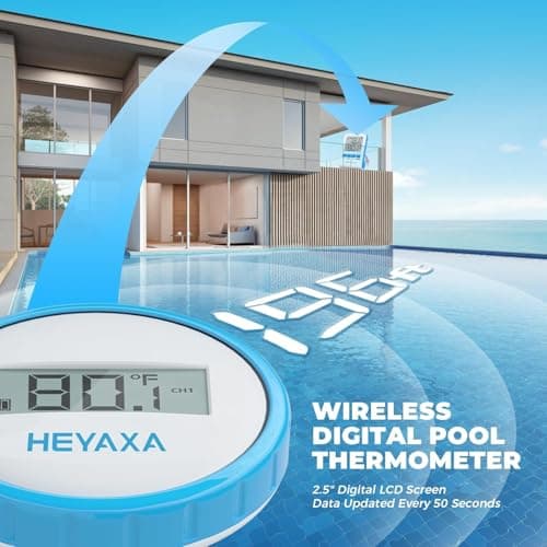 Digital Pool Thermometer Floating Easy Read IPX9 Waterproof Wireless Water Thermometer with Indoor Temperature Monitor for Swimming Pool, Bathtub, Fish Tank view 2