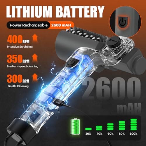 YEYES Electric Grill Brush for Outdoor Grill - Cordless Rechargeable BBQ Cleaner with 7-Angle Adjustable Head, 2600mAh Power Rotary Grill Cleaning Brush for Gas Charcoal Grates (Gray) view 4