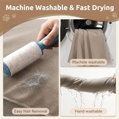 MontVoo Washable Dog Bed Cover, Absorbent Quick Dry Pet Bed Sheet, Easy Hair Removal Couch Covers for Dogs/Cats, 32x45 Inches, Waterproof PU Backing Dog Bed Mat for Car Seat, Crate, Cover Only, Beige view 3