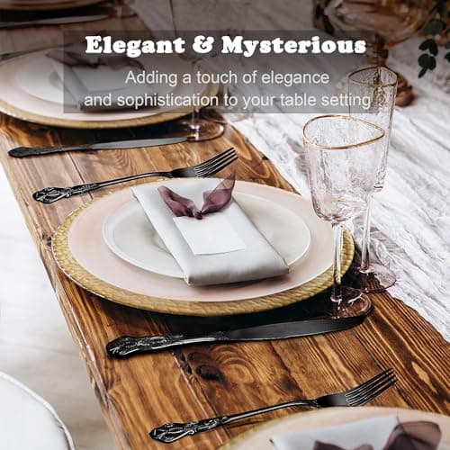 Runfly Gorgeous Retro Royal Black Stainless Steel 20 Pieces Flatware Set, Black Silverware Set, Anti-rust Stainless Steel dark Cutlery Set Utensils Including Fork Spoon and Knife view 7