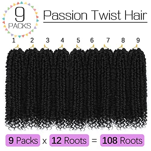 Callia Passion Twist Hair 12 Inch Passion Twist Crochet Hair 9Packs PreLooped Crochet Hair for Black Women PreTwisted Crochet Passion Twist Hair 1B view 3
