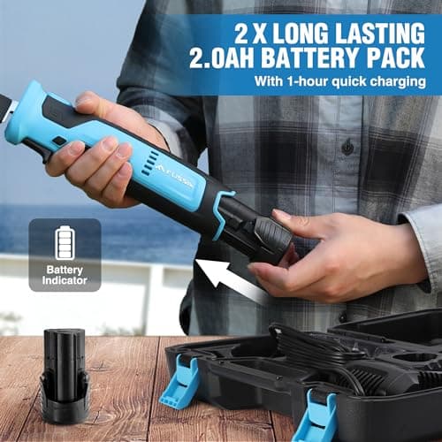 FLISSA 12V Cordless Electric Fillet Knife for Fish, 8" & 10" Sharp Blades | Stainless Steel, Rechargeable Electric Knife with Non-Slip Handle, 2 PK Long Lasting Lithium-ion Battery, Portable Carry Case view 6