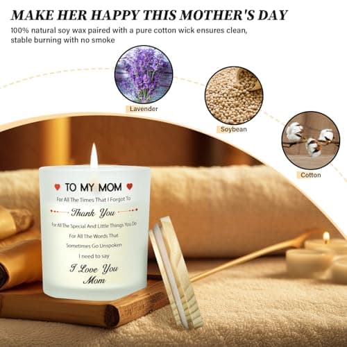 Nialnant Mothers Day Scented Candle Gifts for Mom, Grandma, I Love You Mom Birthday Gifts from Daughter or Son, Lavender Scented Candles for Women view 4