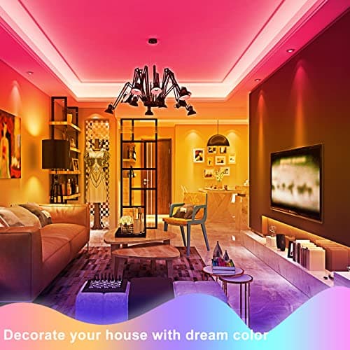 APSPOW LED Strip Lights 100ft, Bluetooth and APP Control, Multicolor RGB Light Strips, Music Sync Color Changing for Bedroom Indoor view 2