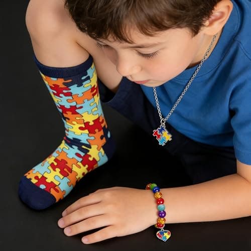 ZVUZVO Autism Awareness Socks Puzzle Pieces Set - Autism Awareness Gifts view 6