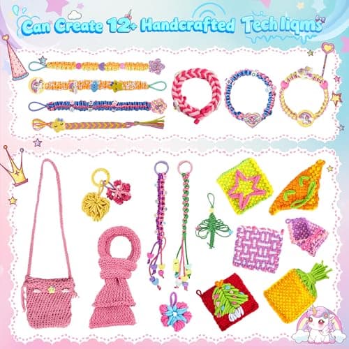 Nicella 6-in-1 Friendship Bracelet Making Kit Toys, Weaving Loom Craft for Kids, 500+ Pcs DIY Kits for Bracelets, Potholders, Pendants, Bags, Hats & Scarves view 5