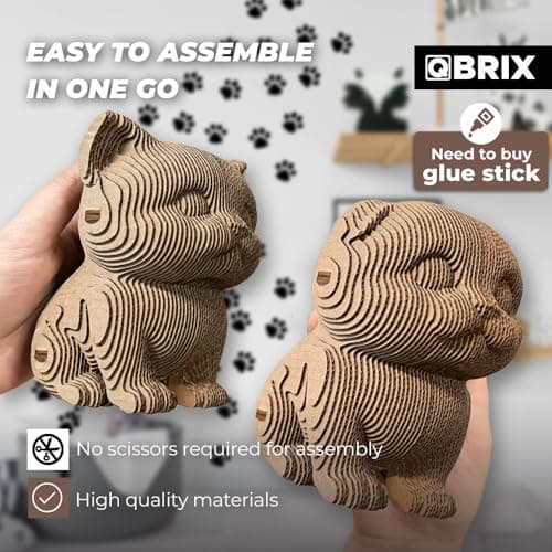 QBRIX 3 Cats 3D Puzzles for Adults, 3D Model Kit for Teens, DIY Crafts for Home Decor, Original Gift for Boys&Girls 14+, Cardboard Model Building Kit view 4