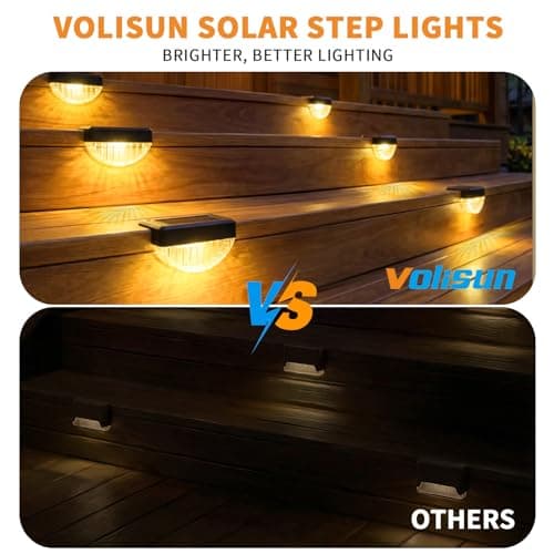 VOLISUN 12 Pack Solar Deck Lights Outdoor, Warm White LED Solar Step Lights for Outside, Waterproof Fence Light for Patio, Deck, Stairs, Yard, Pool and Porch (Black) view 3