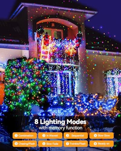 Blingstar Christmas Lights Colored String Lights 33 Ft 100 LED Waterproof Multicolor Twinkle Lights 8 Modes 30 V Plug in Fairy String Lights for Indoor Outdoor Xmas Tree Bedroom Garden Party Decor view 6