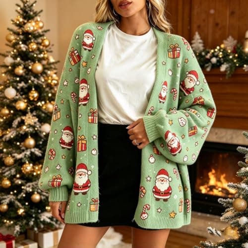 Christmas Sweaters for Women Thermal Santa Pattern Fleece view 3