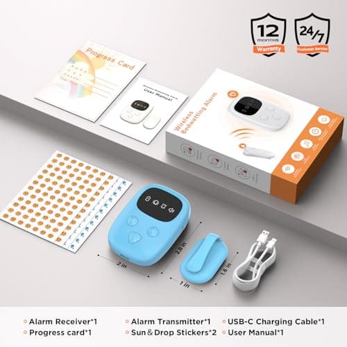 2026 New Wireless Bedwetting Alarm, Bedwetting Alarm for Boys and Girls, Compact & Comfortable Wireless Sensor, 7 Melodies, 3 Modes, Bedwetting Solution, Includes Progress Card, Blue view 5