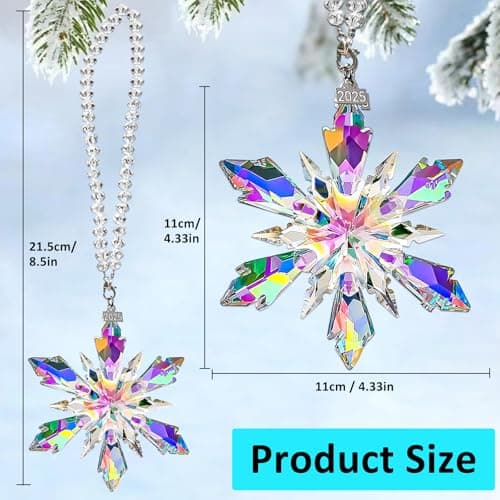 2025 Annual Edition Crystal Christmas Ornaments, Snowflake Star Ornaments for Christmas Tree, Beautiful Colorful Ornament Gifts for Family Friends view 3