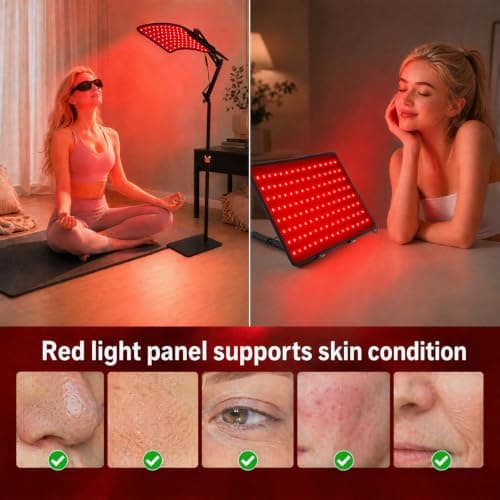 Red Light Therapy for Body Face, 3-in-1 Infrared Red Light Therapy Lamp with Dual Floor & Desktop Stand, 660nm & 850nm Red Light Panel Device for Body, Gift for Women Men view 3