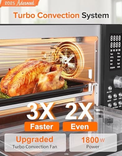 Nuwave Bravo Pro Smart Air Fryer Toaster Oven Combo, Airfryer Convection Oven Countertop, 10-in-1 Functions with Quicker & Even Crisp Technology, 1800W, 50-450°F, PFAS-Free, 21QT, Black view 2
