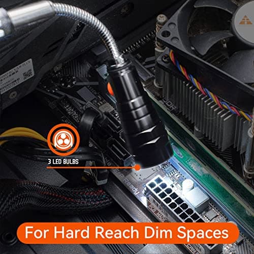 LED Magnetic Pickup Tools, Christmas Stocking Stuffers for Men Adults, Telescoping Magnetic Flashlights with Extendable Magnet Stick, Birthday Gifts for Men, Him, Dad, Boyfriends, Black view 6