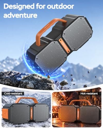 ABitmax Outdoor Bluetooth Speaker, 90W Peak, 35H, IPX7 Waterproof | Bluetooth 6.0 Deep Bass Portable Wireless Speaker, USB-C Fast Charging, for Beach, Pool, Camping, Hiking, Backyard Party view 6