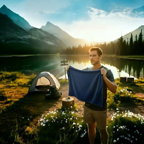 Yaozoon Microfiber Camping Towel for Face Quick Dry Lightweight Small Travel Body Beach Swimming Cycling Fishing Hiking Backpacking Towels(Navy Blue, 2 Pack S) view 7